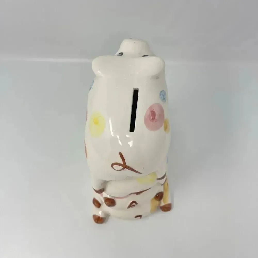 4 Pig High Ceramic Pile Pokadots Coin Bank 8